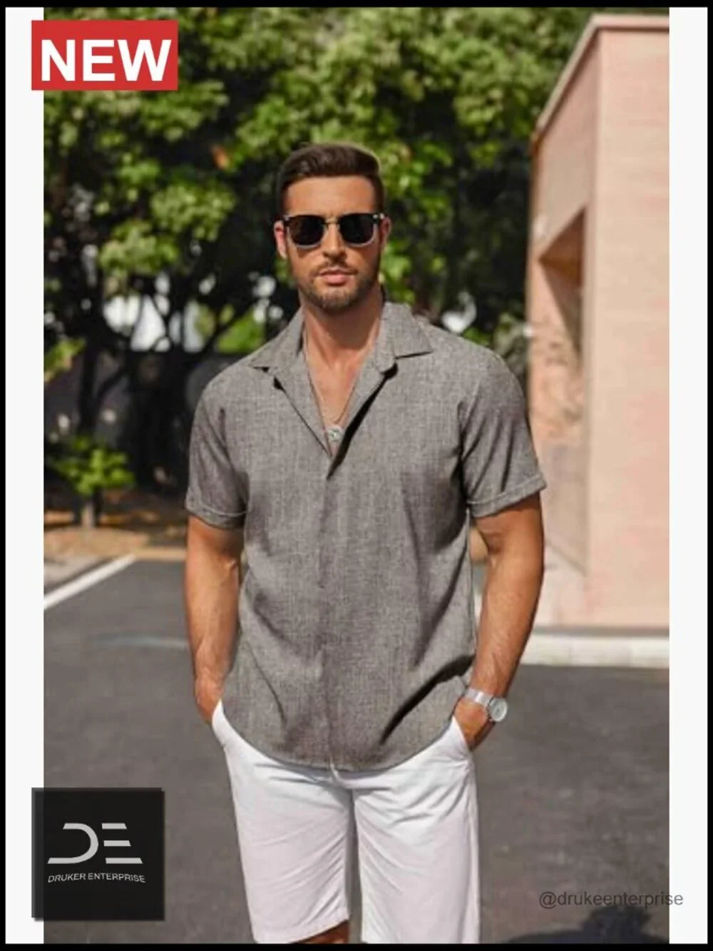Men's Linen Button Down Shirt Short Sleeve Casual Summer Shirt